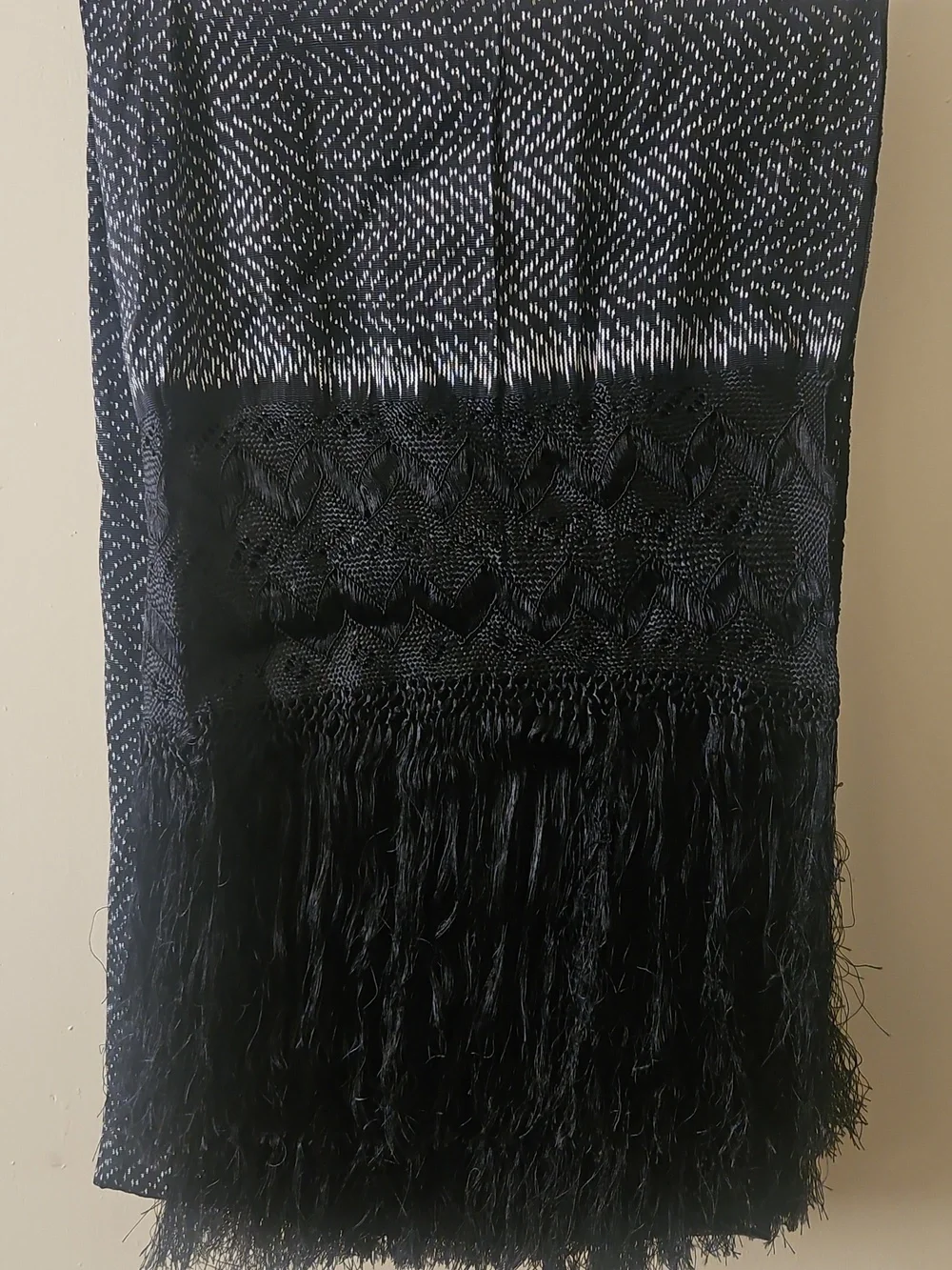 Black Fringed Shawl Scarf - Classic Women’s Accessory